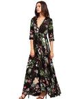 Button Floral Bohemian Maxi Beach Dresses - House of Beauty