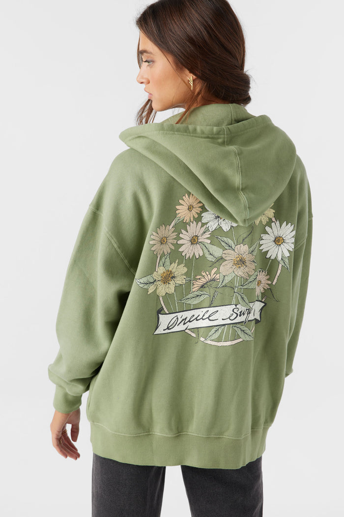 Byron Hooded Oversized Zip Fleece Jacket - Oil Green | O'Neill