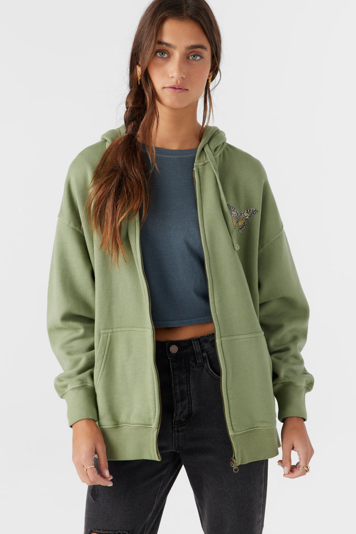 Byron Hooded Oversized Zip Fleece Jacket - Oil Green | O'Neill