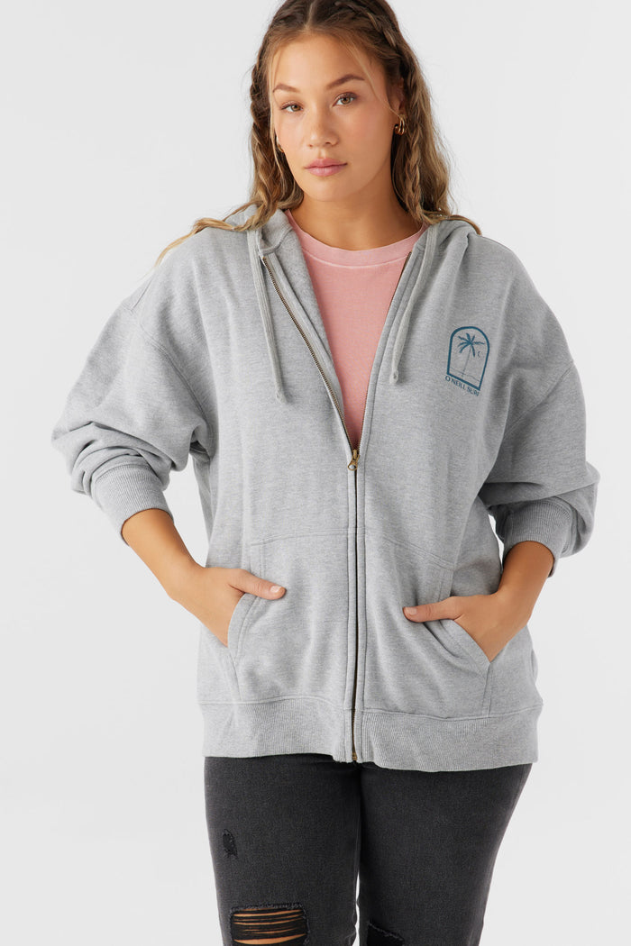 Byron Hooded Oversized Zip Fleece Jacket - Heather Grey | O'Neill