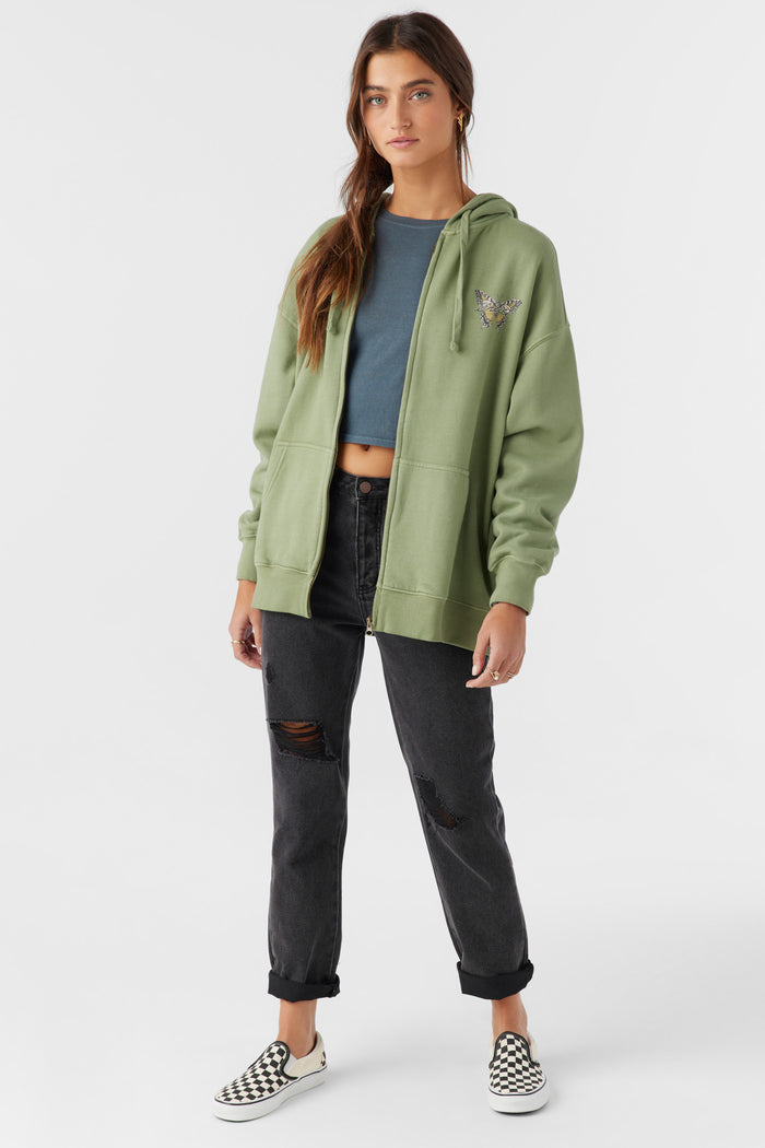 Byron Hooded Oversized Zip Fleece Jacket - Oil Green | O'Neill