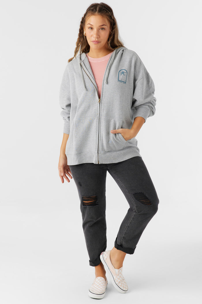 Byron Hooded Oversized Zip Fleece Jacket - Heather Grey | O'Neill
