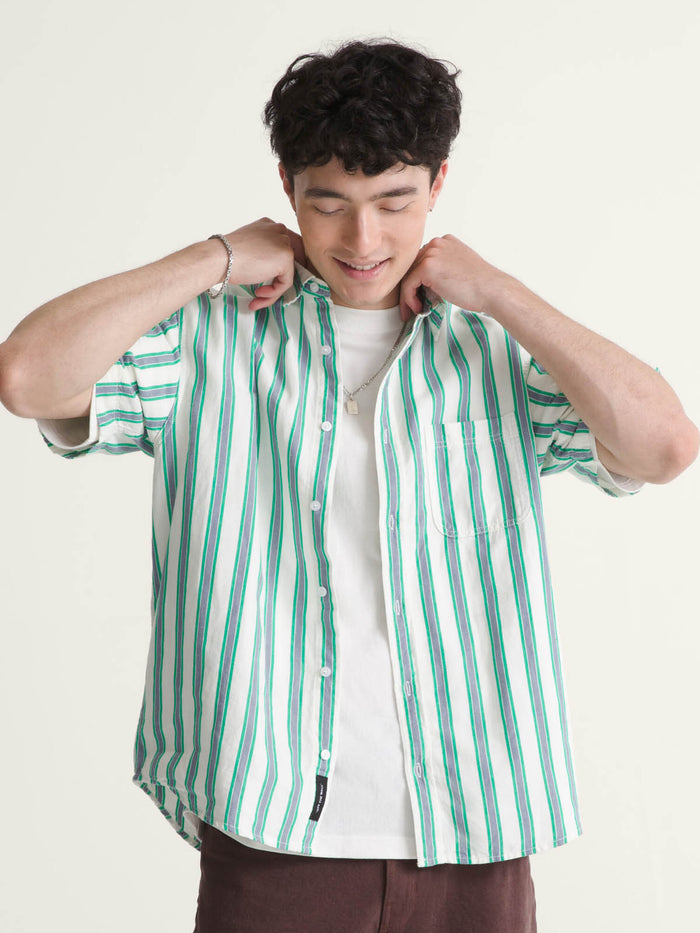 Camisa M/C Hombre Lawson Stripe Shi Blanco Vans