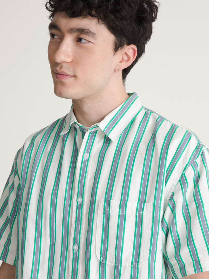 Camisa M/C Hombre Lawson Stripe Shi Blanco Vans