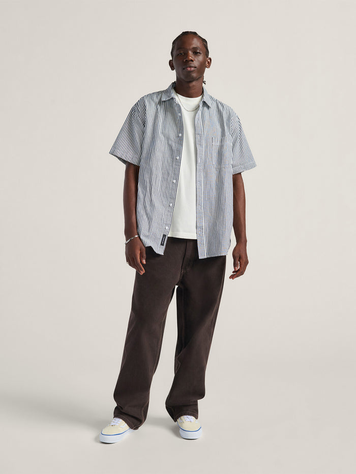 Camisa M/C Hombre Lawson Stripe Wove Gris Vans