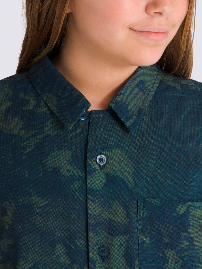 Camisa Manga Corta Nino Vans Loose Camp Coll Azul Oscuro Vans