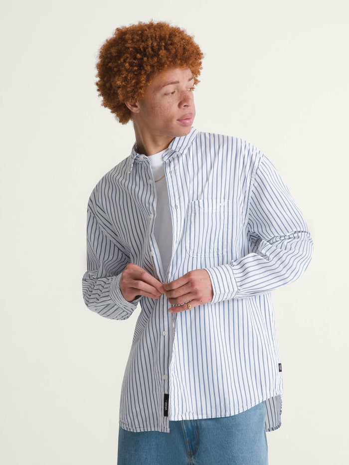 Camisa M/L Hombre Dobby Stripe Ls Shir Blanco Vans