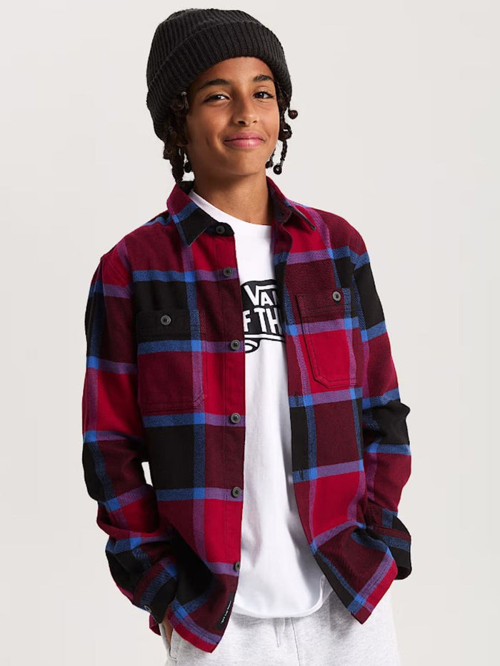 Camisa M/L Niño Larkspur Plaid Flann Rojo Vans
