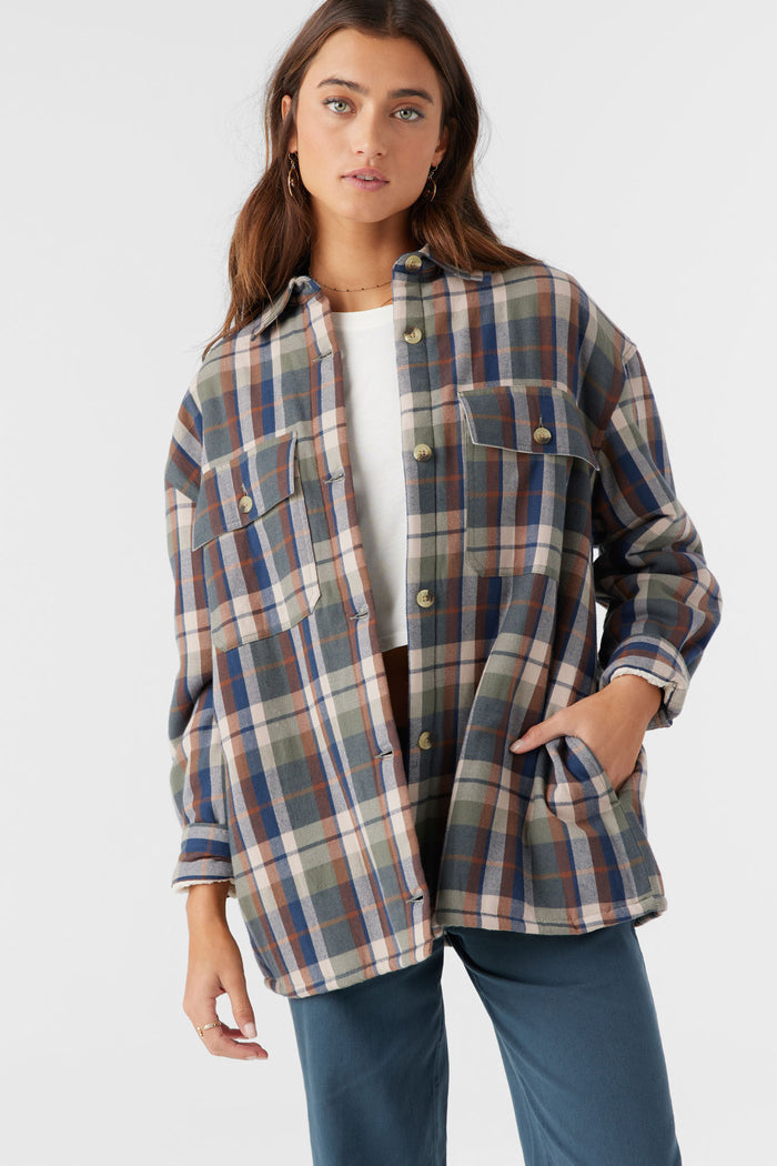 Chance High Pile Lined Flannel Jacket - Oil Green | O'Neill