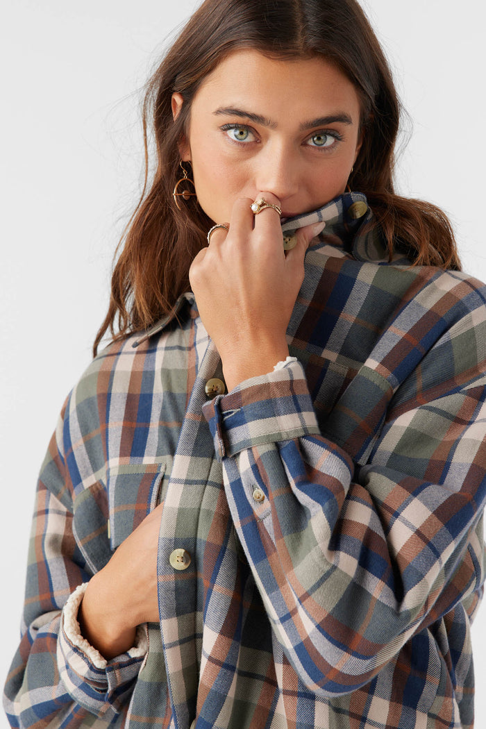 Chance High Pile Lined Flannel Jacket - Oil Green | O'Neill