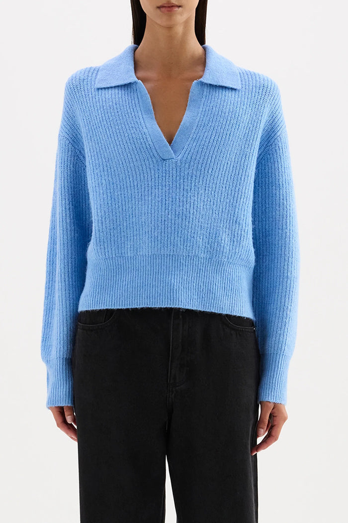 Coleen Horizon Blue Collared Rugby Knit