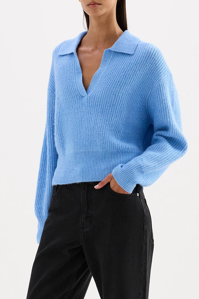 Coleen Horizon Blue Collared Rugby Knit
