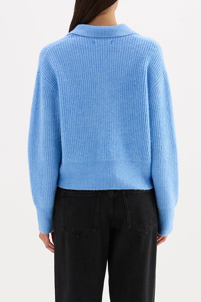 Coleen Horizon Blue Collared Rugby Knit