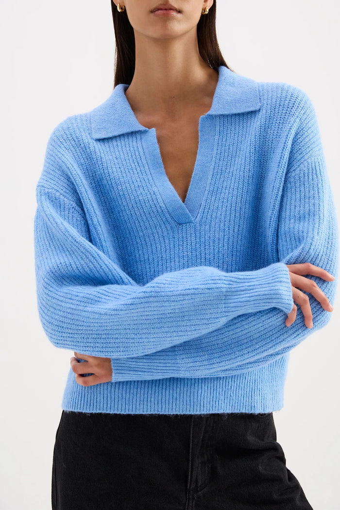 Coleen Horizon Blue Collared Rugby Knit