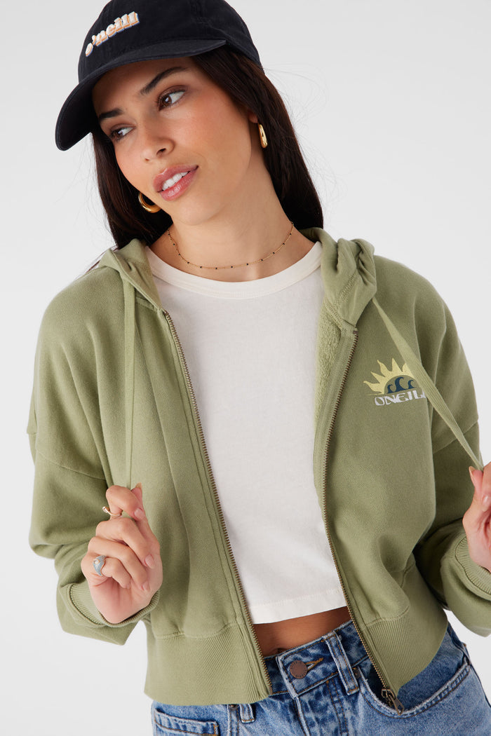 Darcie Hooded Zip Fleece Jacket - Oil Green | O'Neill