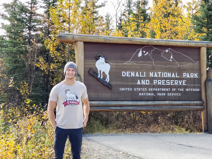 Denali National Park Sign and bighorn sheep t-shirt