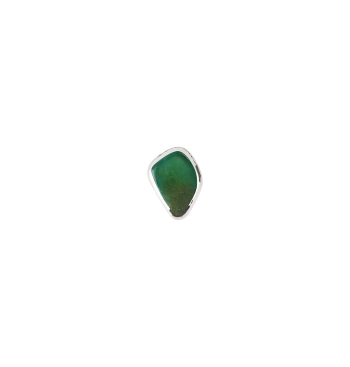Spell Desert Flower Stone Ring in Peyote, silver-plated brass with organic green chrysophase stone