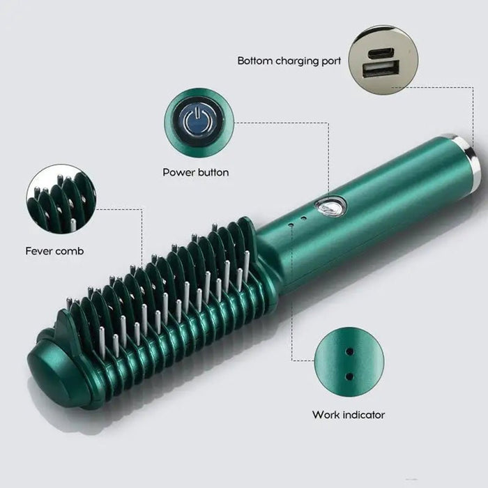 Dual-Purpose Electric Hair Comb for Curling & Straightening - House of Beauty