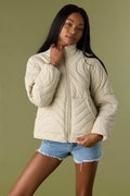 Eden Nylon Wave Quilted Zip Jacket - Cement | O'Neill