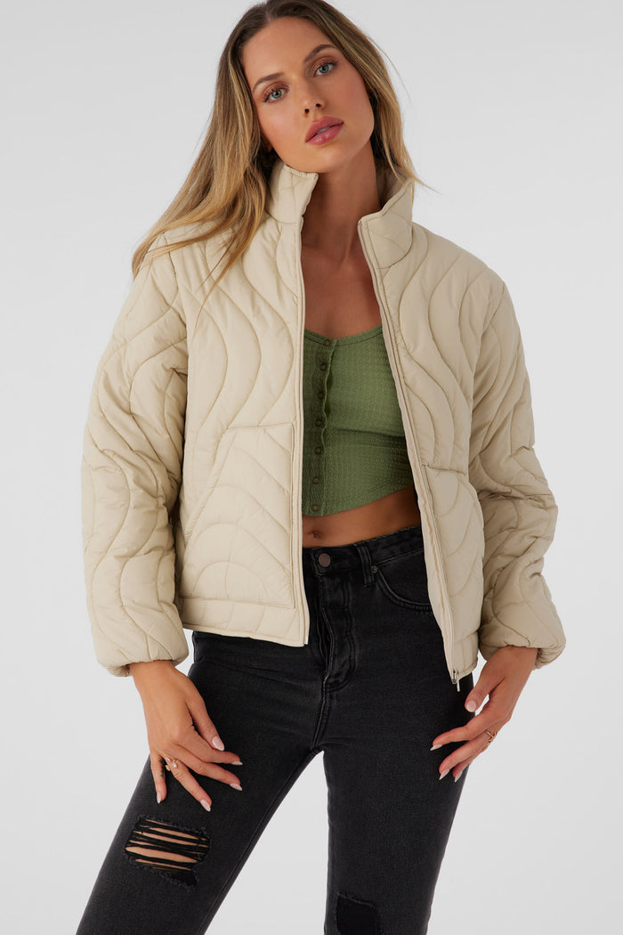 Eden Nylon Wave Quilted Zip Jacket - Cement | O'Neill