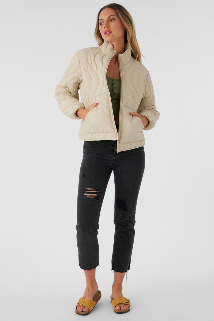 Eden Nylon Wave Quilted Zip Jacket - Cement | O'Neill
