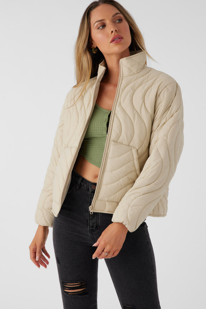 Eden Nylon Wave Quilted Zip Jacket - Cement | O'Neill