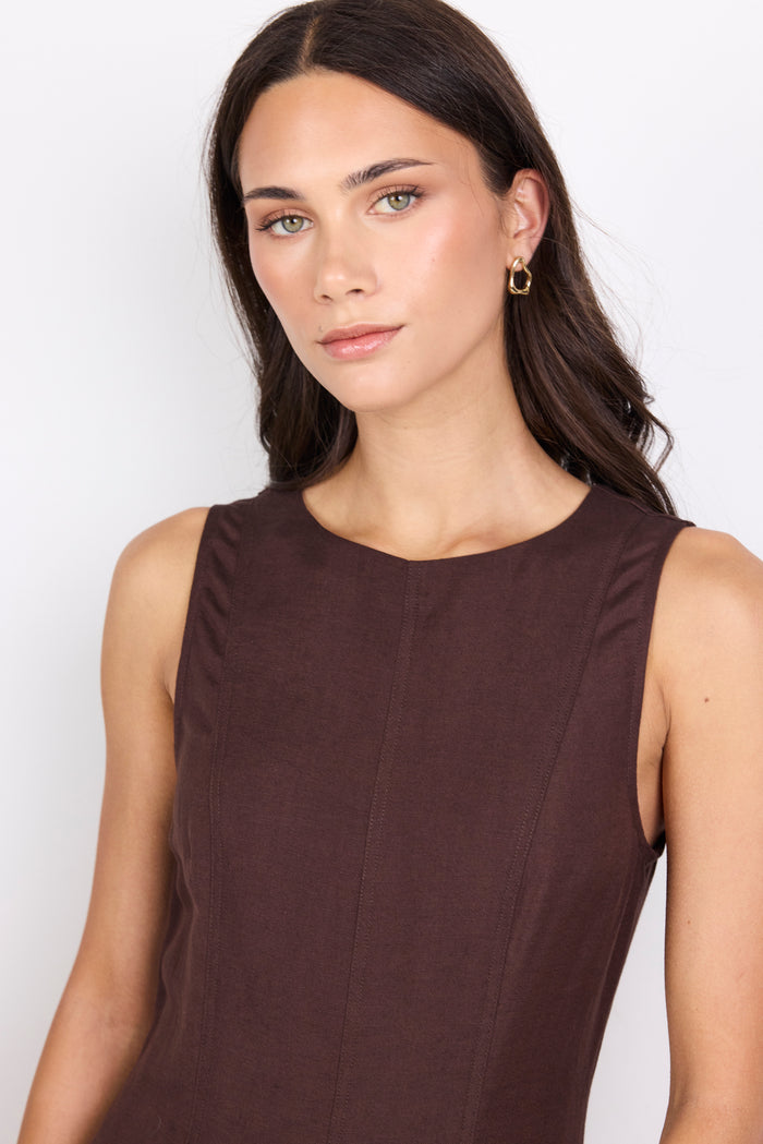 Forum Chocolate Panelled Sleeveless Maxi Dress