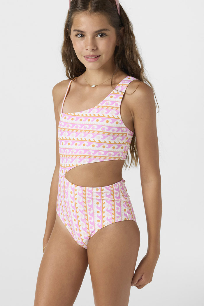Girl's Balearic Waves Asymm One-Piece - Multi Clr | O'Neill