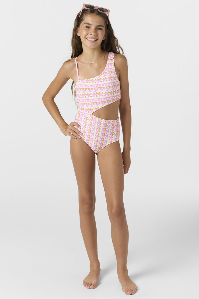 Girl's Balearic Waves Asymm One-Piece - Multi Clr | O'Neill