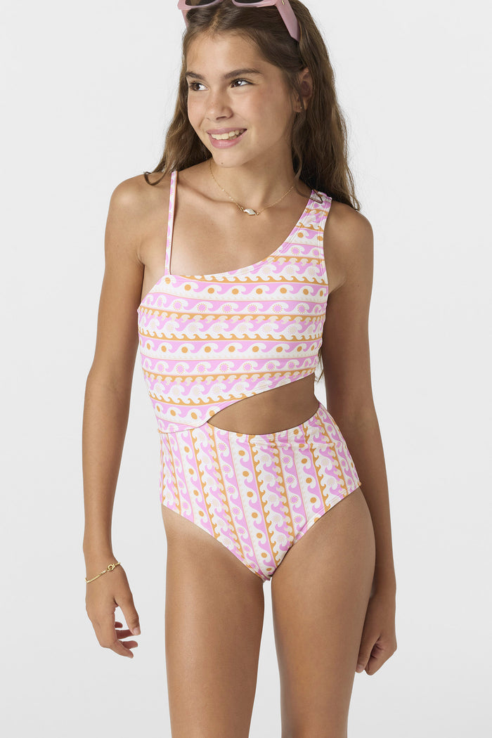 Girl's Balearic Waves Asymm One-Piece - Multi Clr | O'Neill
