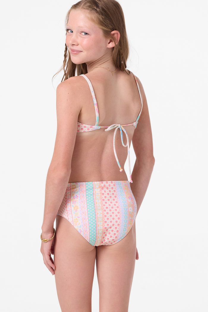 Girl's Bali Floral Revo Tie Back Bralette Set - Tapioca | O'Neill