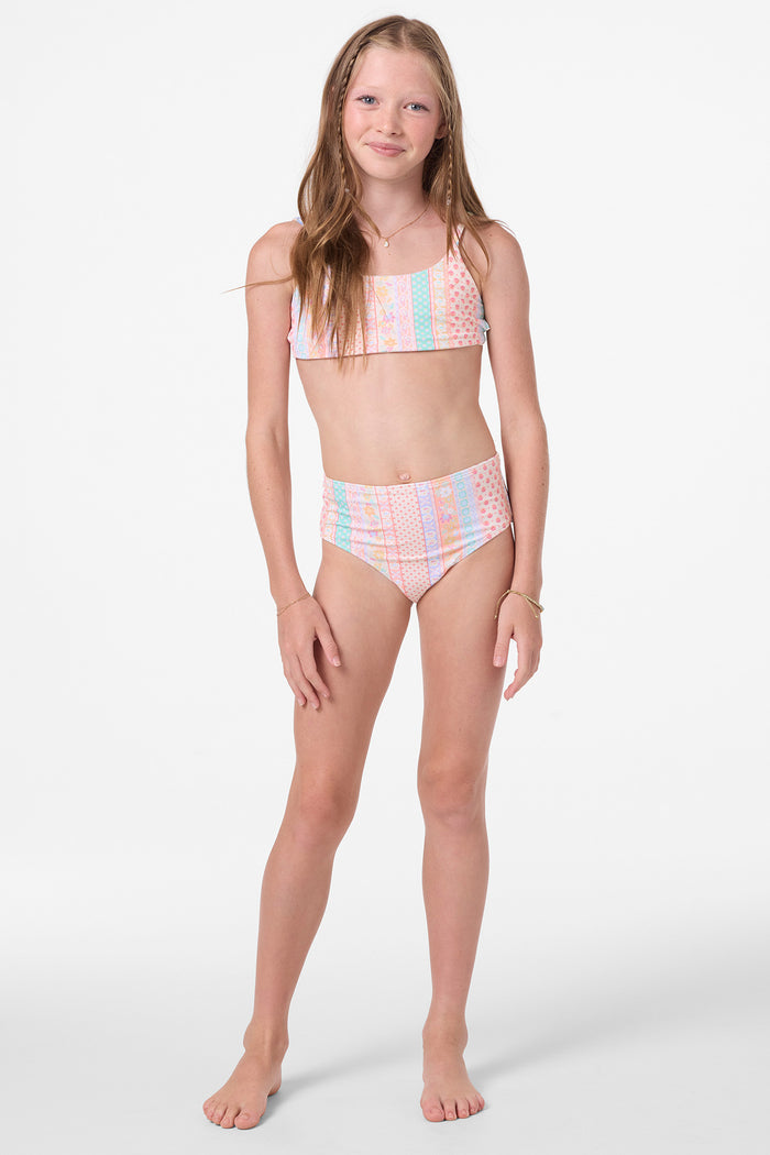 Girl's Bali Floral Revo Tie Back Bralette Set - Tapioca | O'Neill
