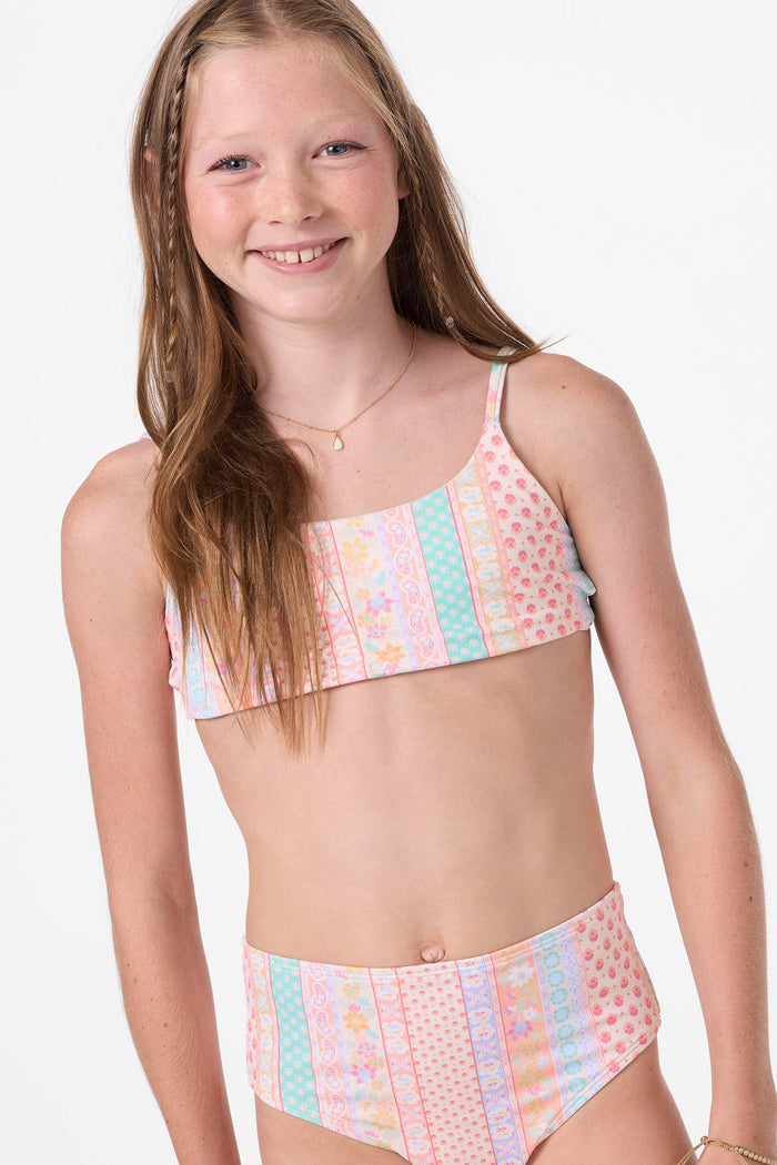 Girl's Bali Floral Revo Tie Back Bralette Set - Tapioca | O'Neill