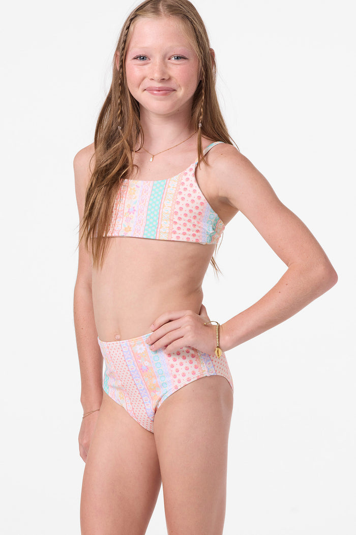Girl's Bali Floral Revo Tie Back Bralette Set - Tapioca | O'Neill