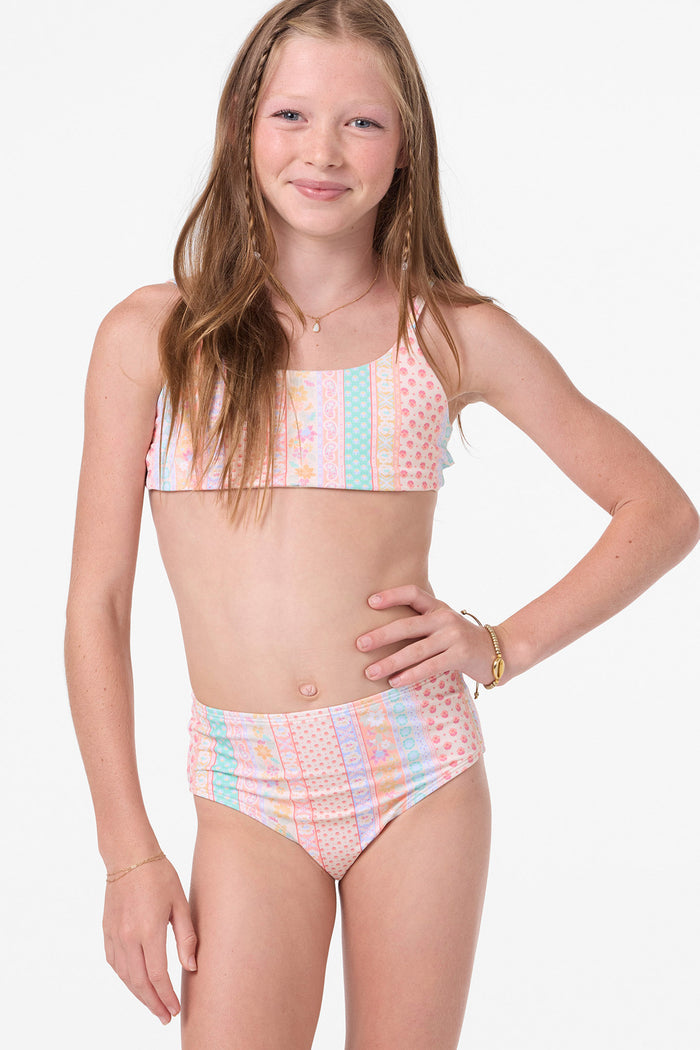Girl's Bali Floral Revo Tie Back Bralette Set - Tapioca | O'Neill
