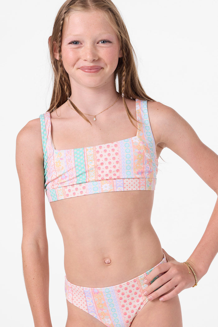 Girl's Bali Floral Square Neck Set - Tapioca | O'Neill