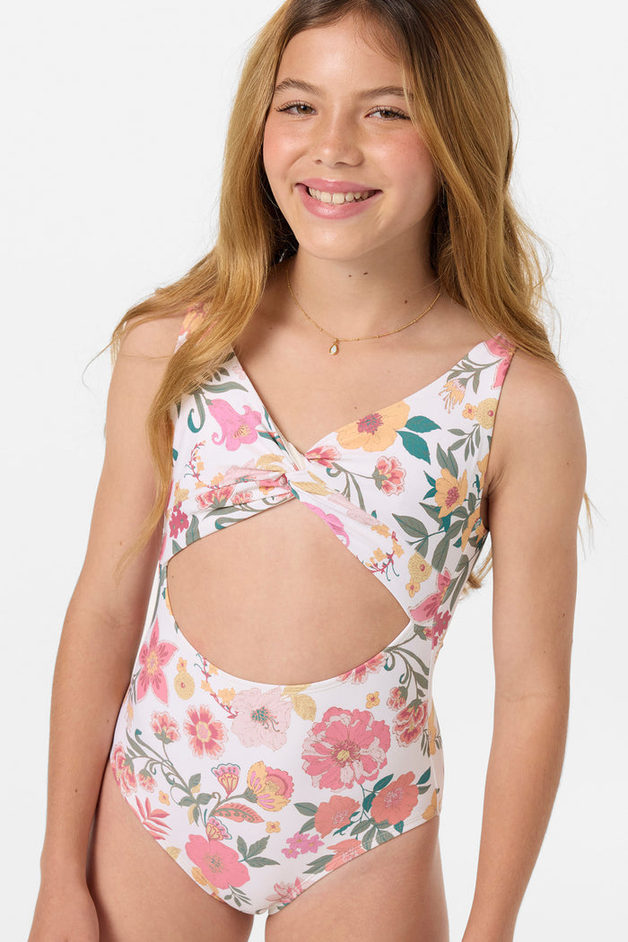 Girl's Camellia Floral Twisted One-Piece - Vanilla | O'Neill