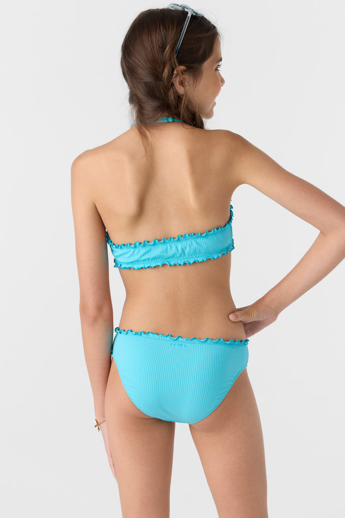 Girl's Dawnbreak Rib Hi-Neck Ruffle Edge Set - Aquamarine | O'Neill