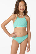 Girl's Shorebreak Rib Ruffle Edge Hi Neck Swim Set - Holiday | O'Neill