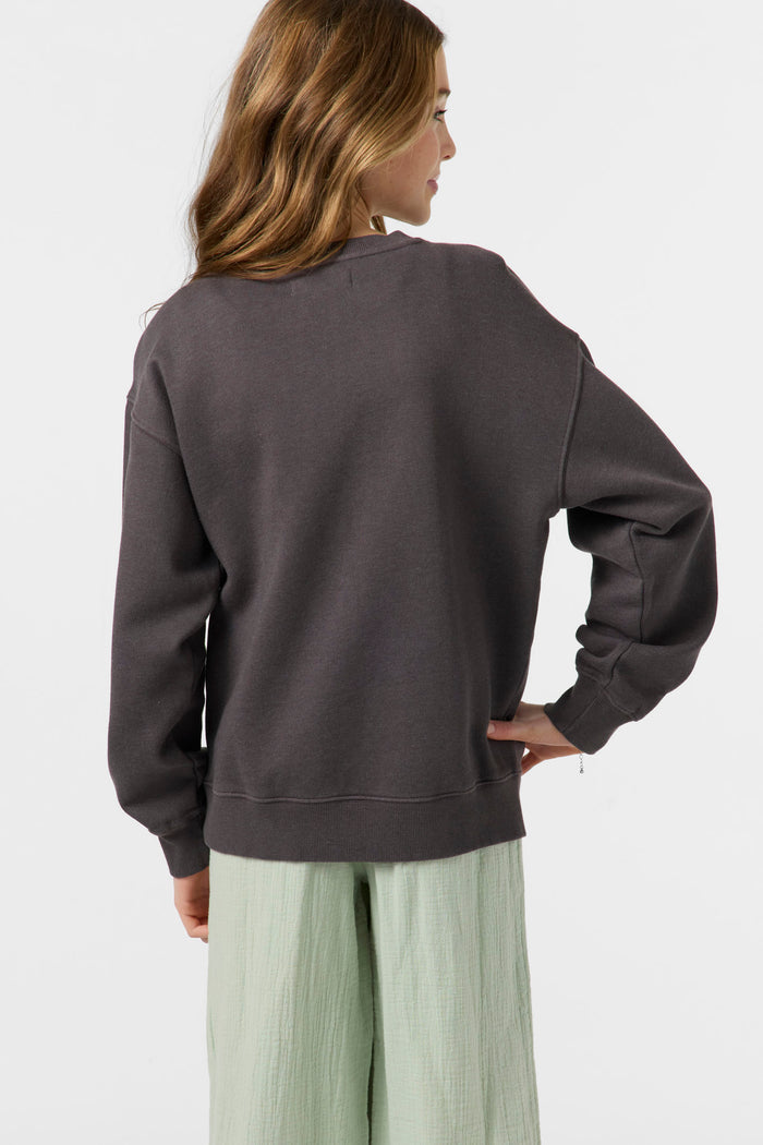 Girl's Skylar Crew Neck Fleece - Washed Black | O'Neill
