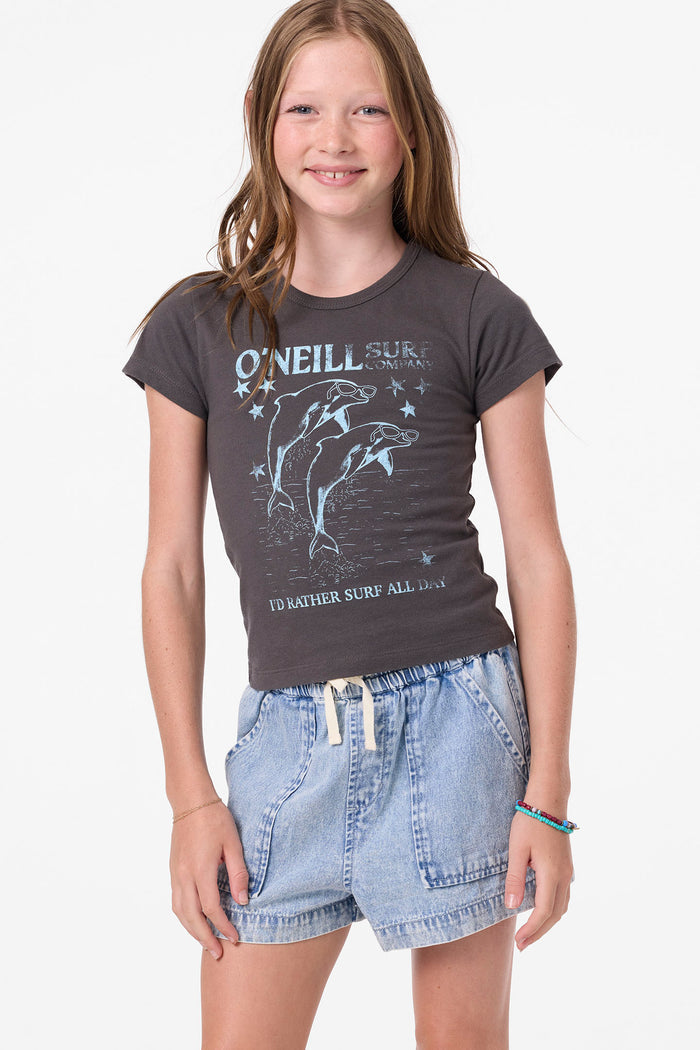 Girl's Willa Skimmer Tee - Washed Black | O'Neill
