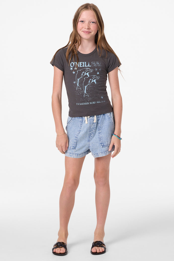 Girl's Willa Skimmer Tee - Washed Black | O'Neill
