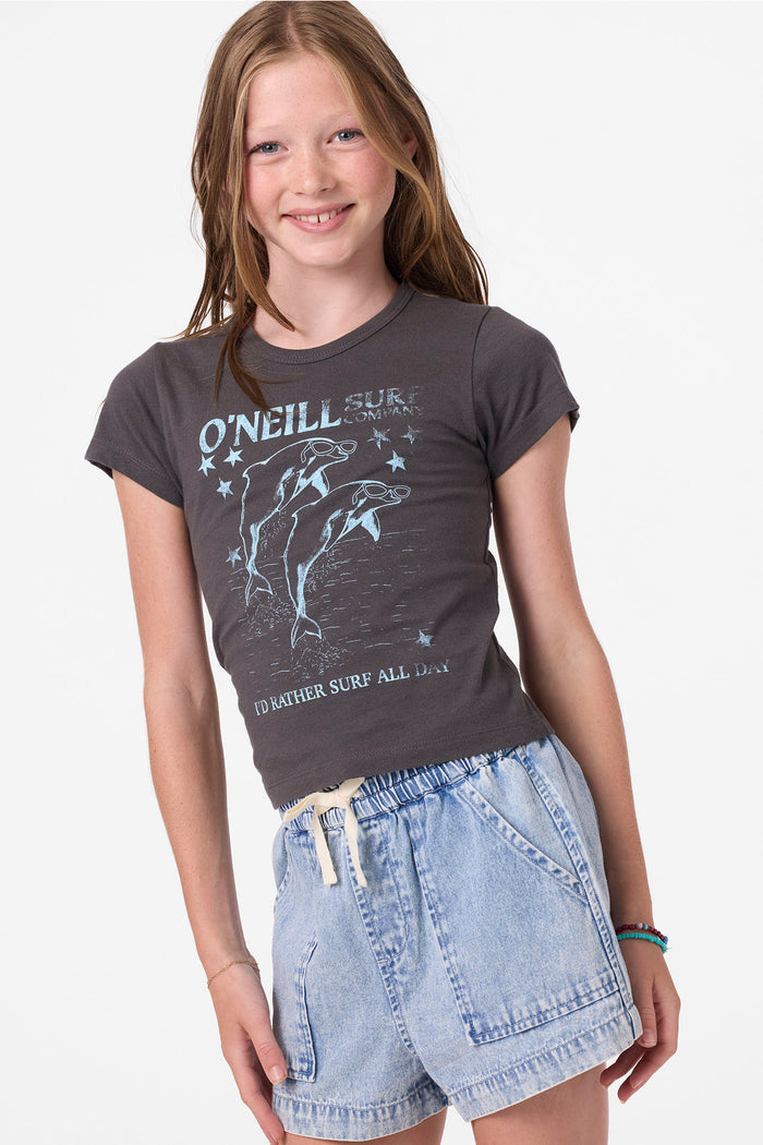 Girl's Willa Skimmer Tee - Washed Black | O'Neill