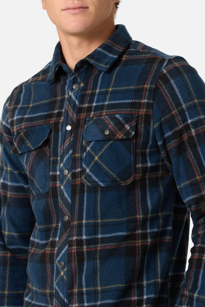 Glacier Plaid Superfleece Standard Fit Long Sleeve Shirt - Midnight Navy | O'Neill