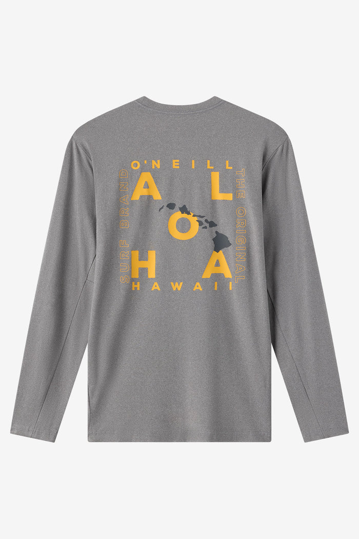 Hawaii Layout UPF Long Sleeve Standard Fit Tee - Gargoyle Melange | O'Neill