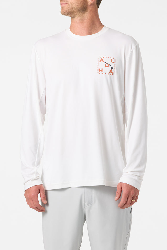 Hawaii Layout UPF Long Sleeve Standard Fit Tee - White | O'Neill