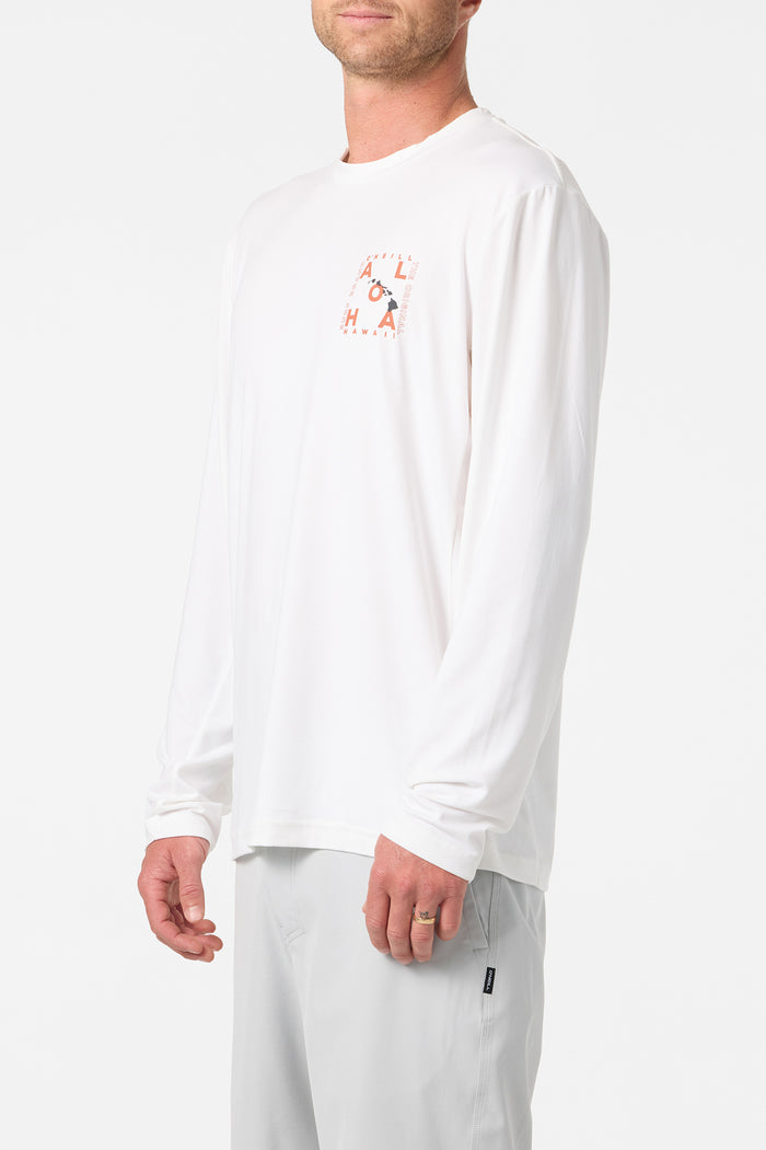 Hawaii Layout UPF Long Sleeve Standard Fit Tee - White | O'Neill