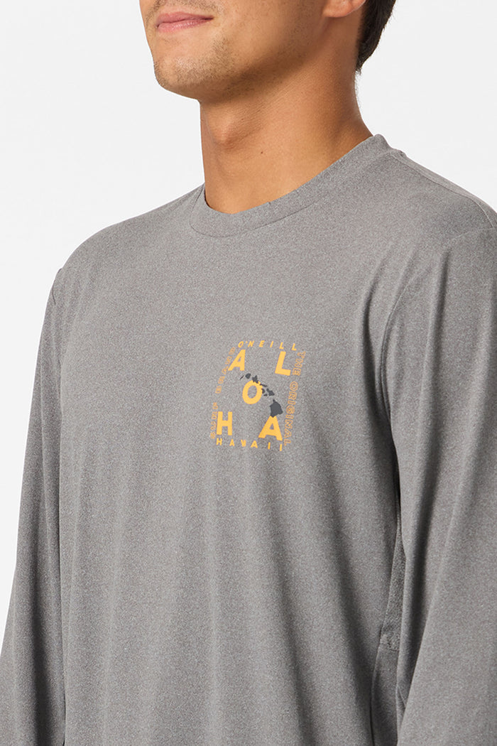 Hawaii Layout UPF Long Sleeve Standard Fit Tee - Gargoyle Melange | O'Neill