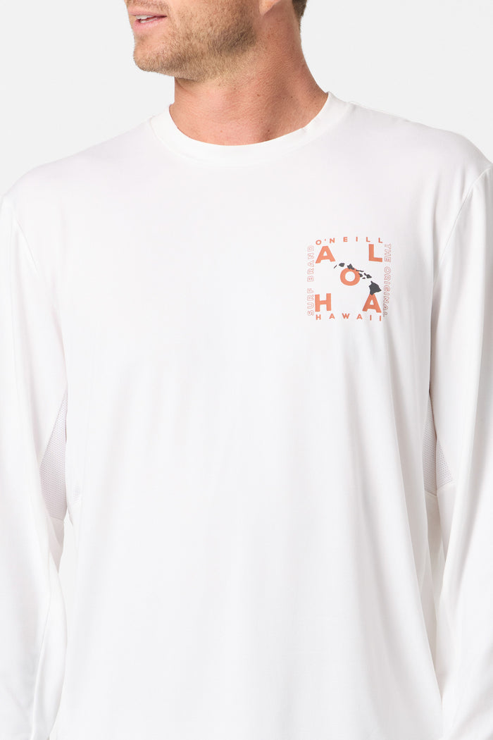 Hawaii Layout UPF Long Sleeve Standard Fit Tee - White | O'Neill
