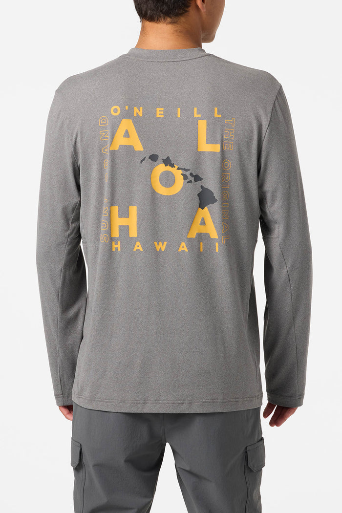 Hawaii Layout UPF Long Sleeve Standard Fit Tee - Gargoyle Melange | O'Neill